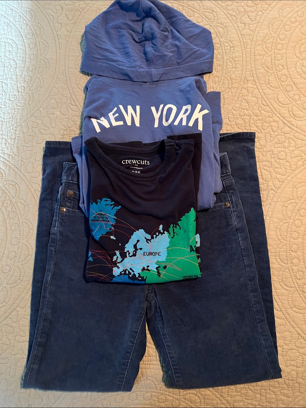 Crewcuts Blue Corduroy Jeans, Hoodie and Tee